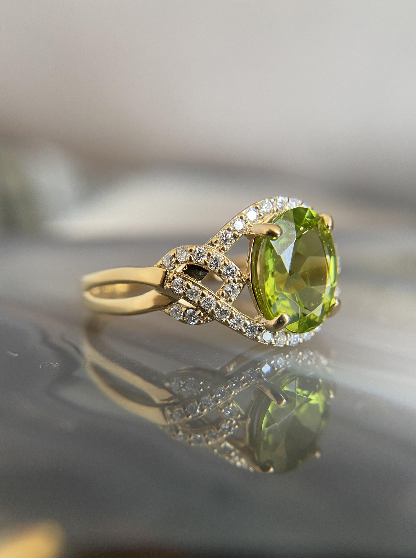 Peridot & Diamond Ring