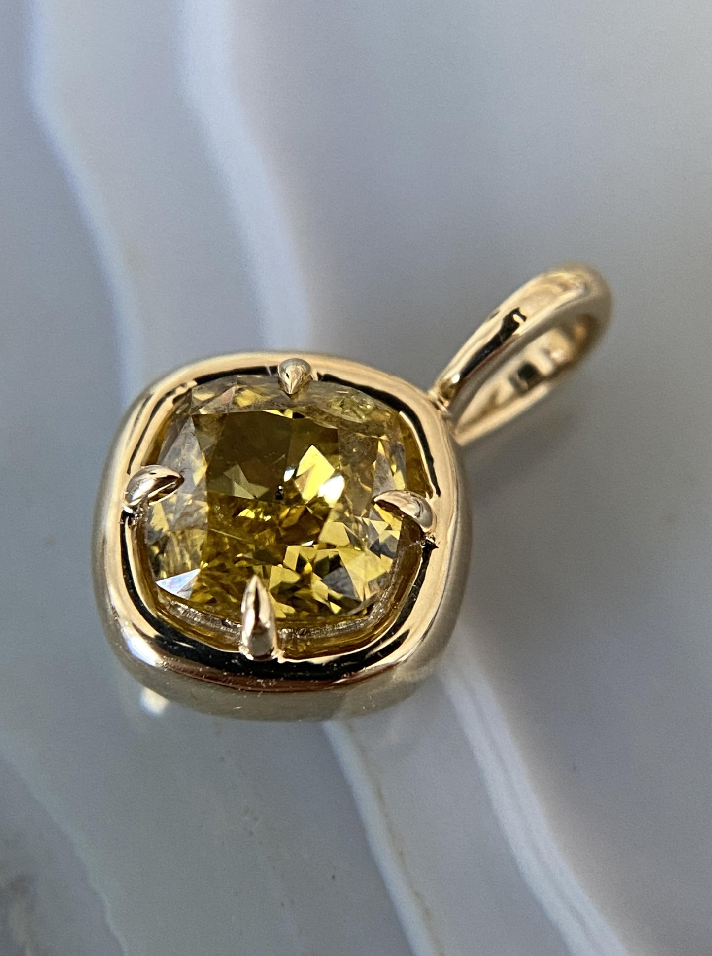 Yellow Cushion Diamond Charm