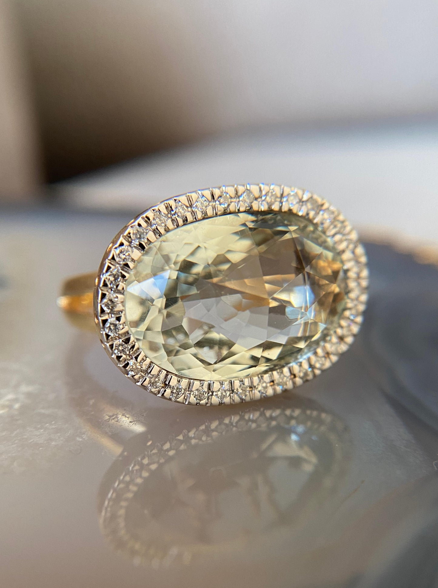 Light Green Amethyst Cocktail Ring