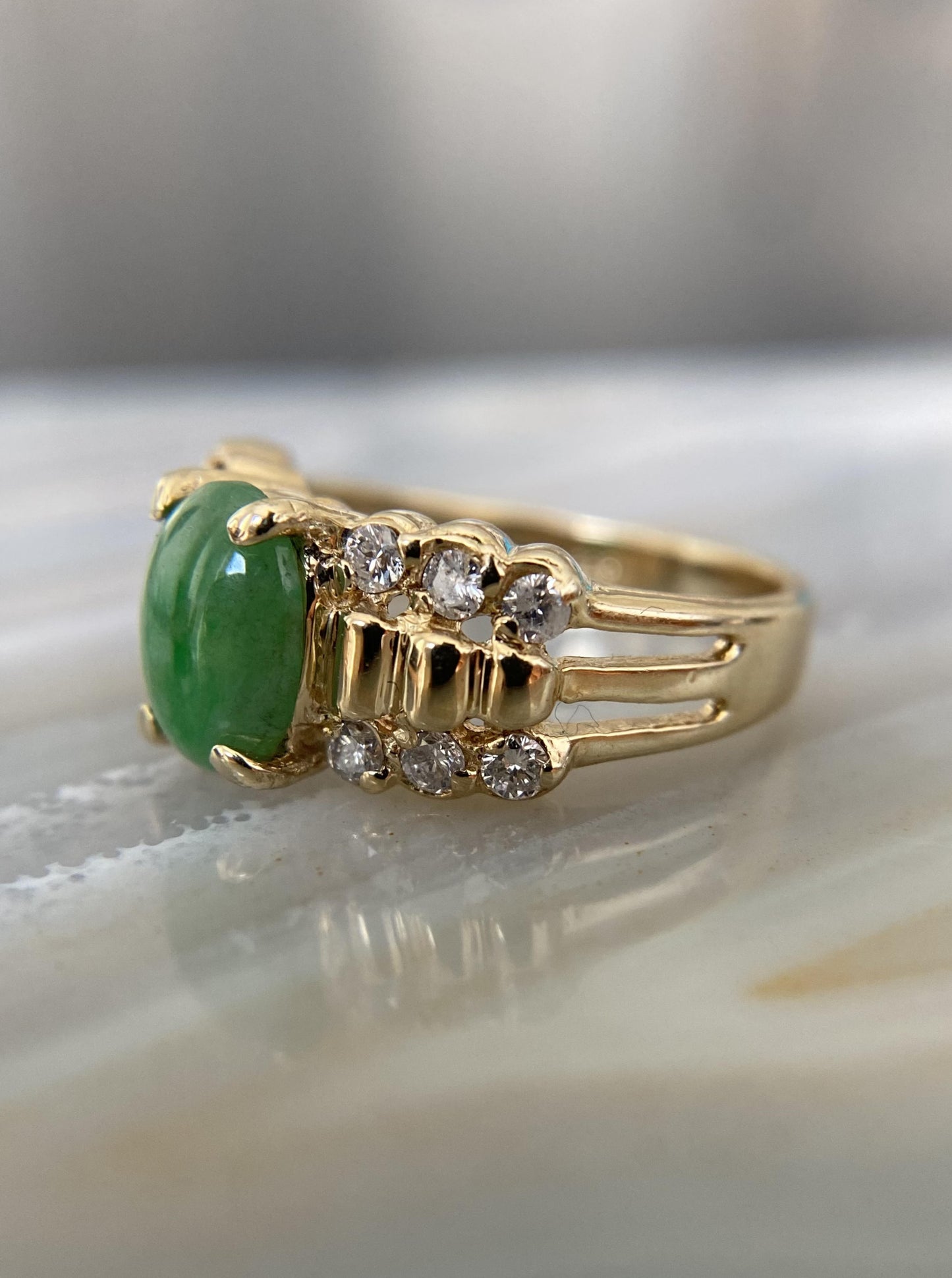 Vintage Jade Diamond Ring