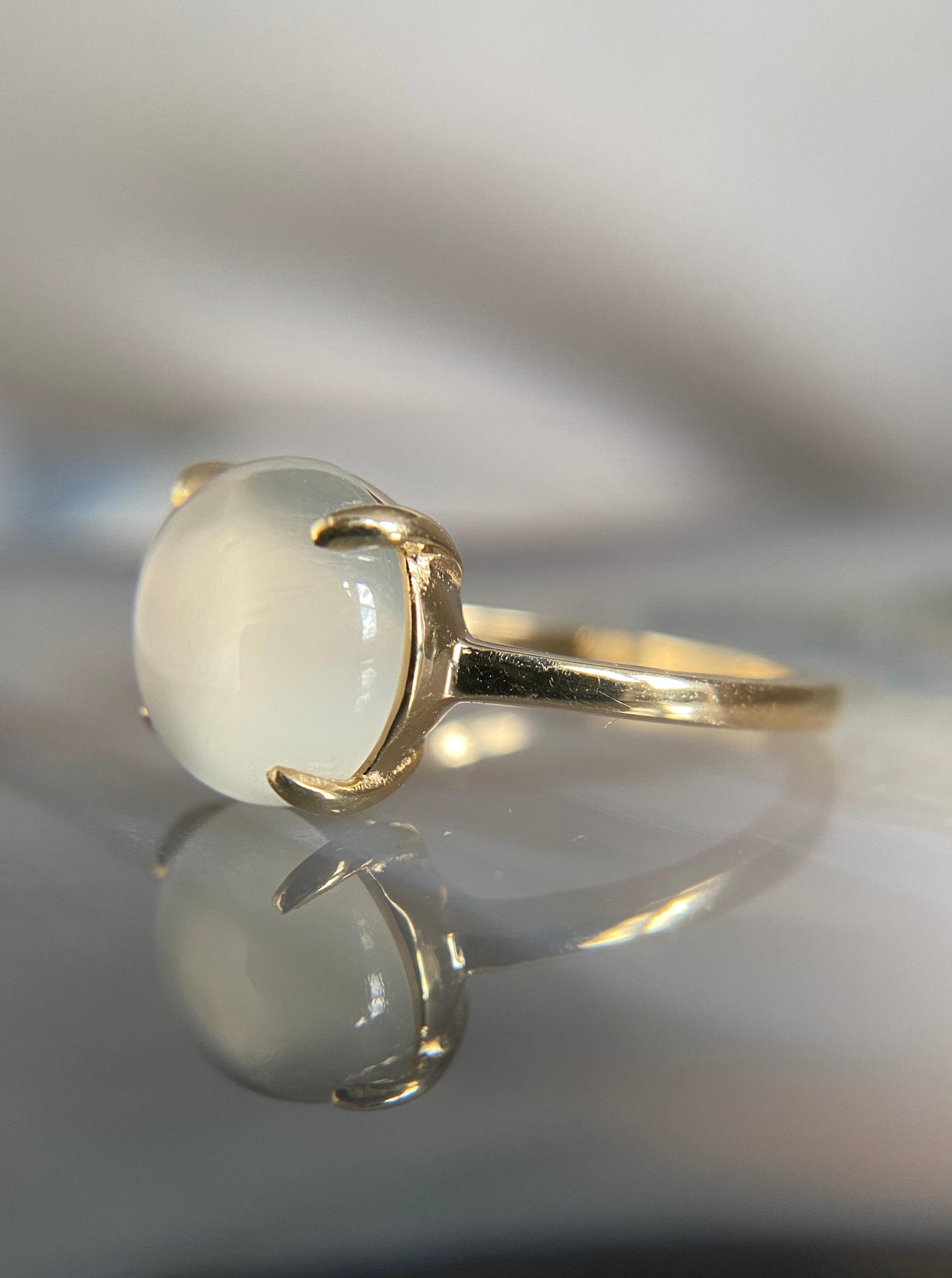 White Moonstone Cat Eye Ring