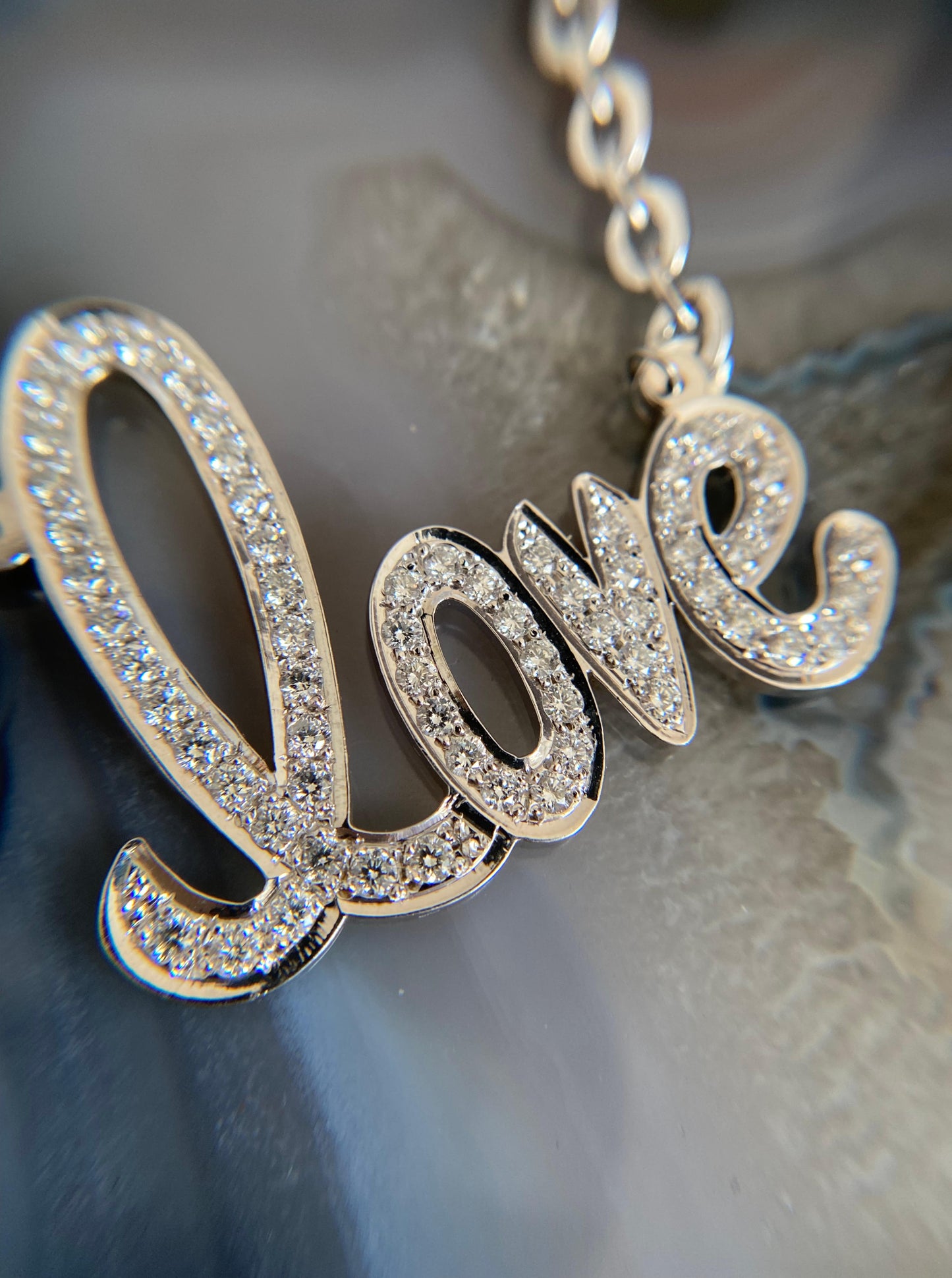 White Gold LOVE Diamond Necklace