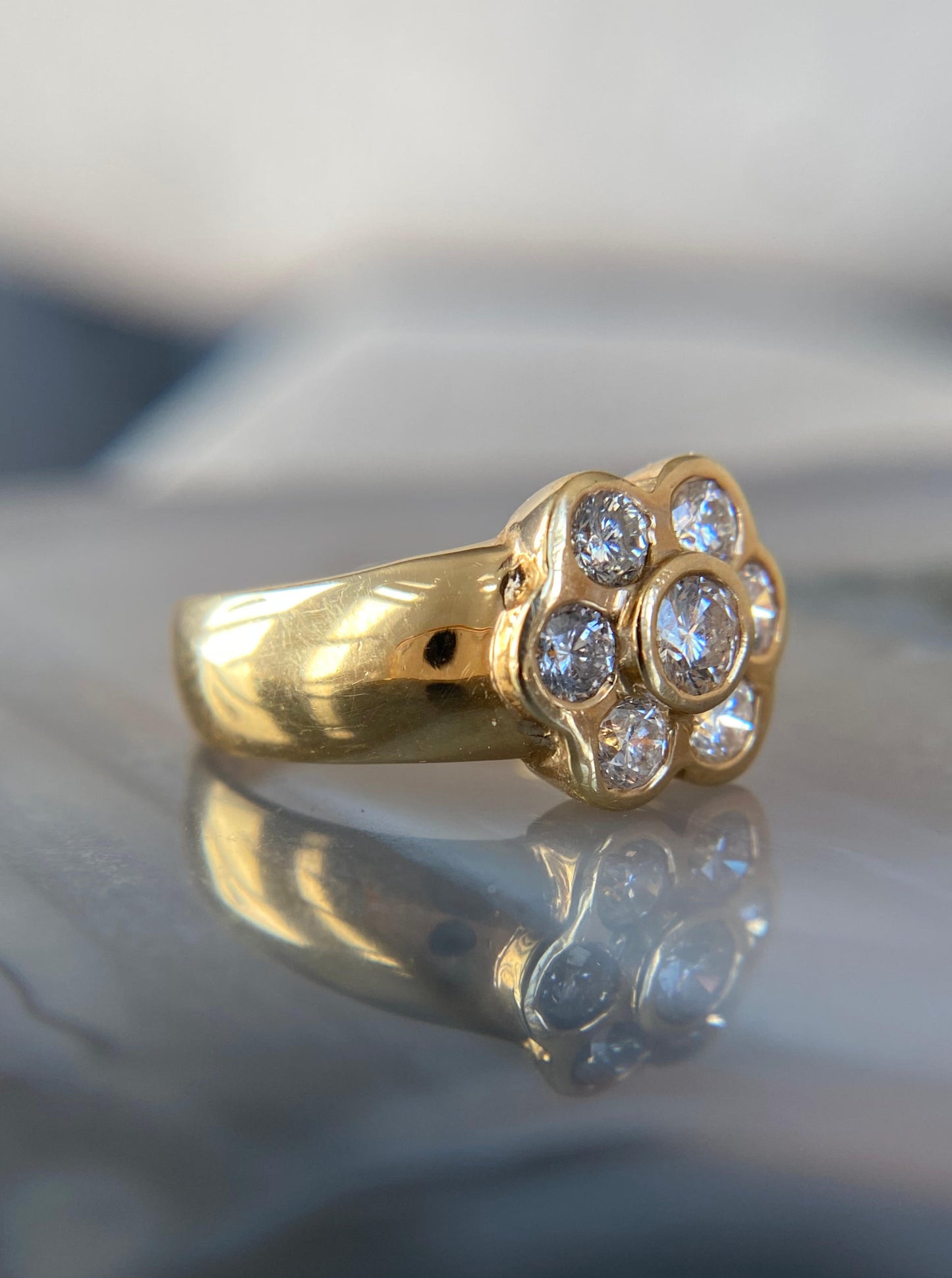 Vintage Flower Diamond Ring