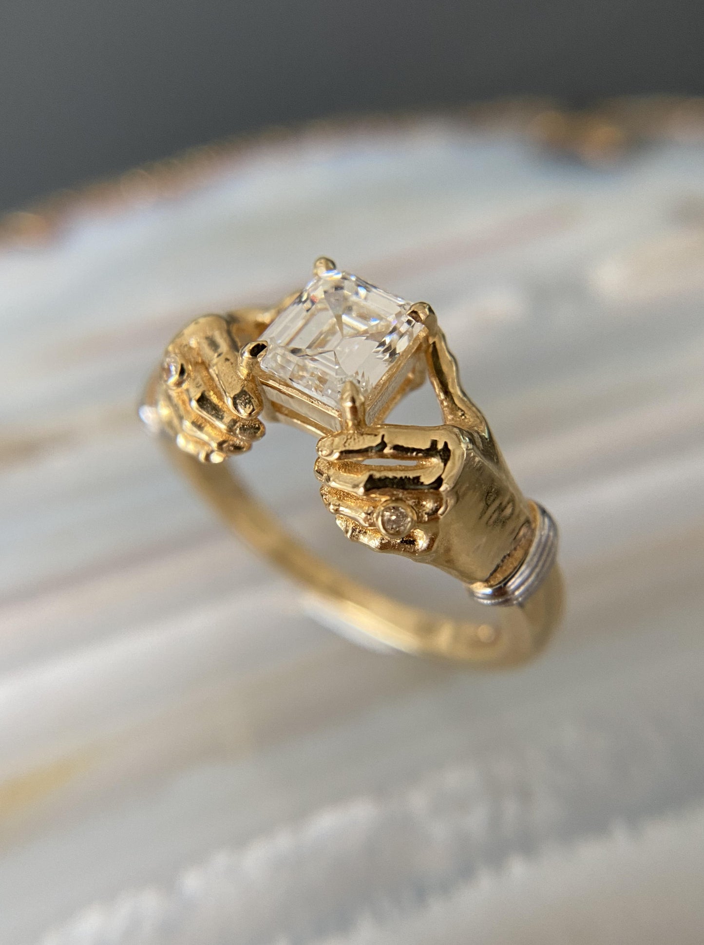 18K Claddagh Diamond Ring