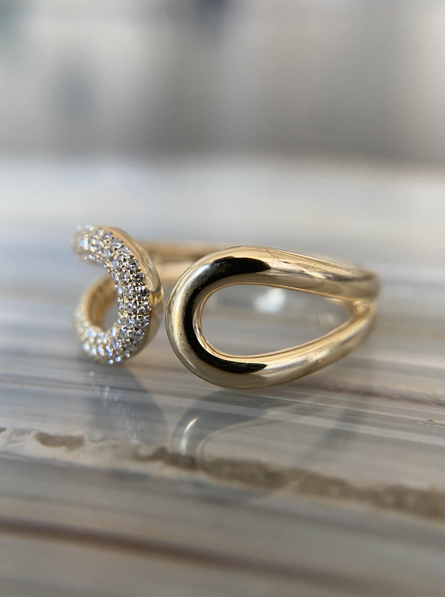 Double "U" Diamond Open Ring