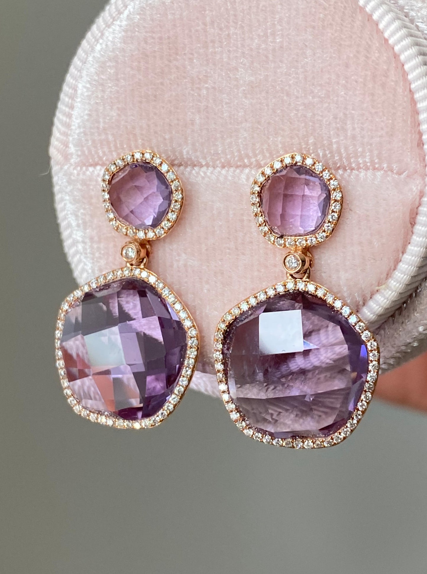 Double Rose Cut Amethyst Earrings