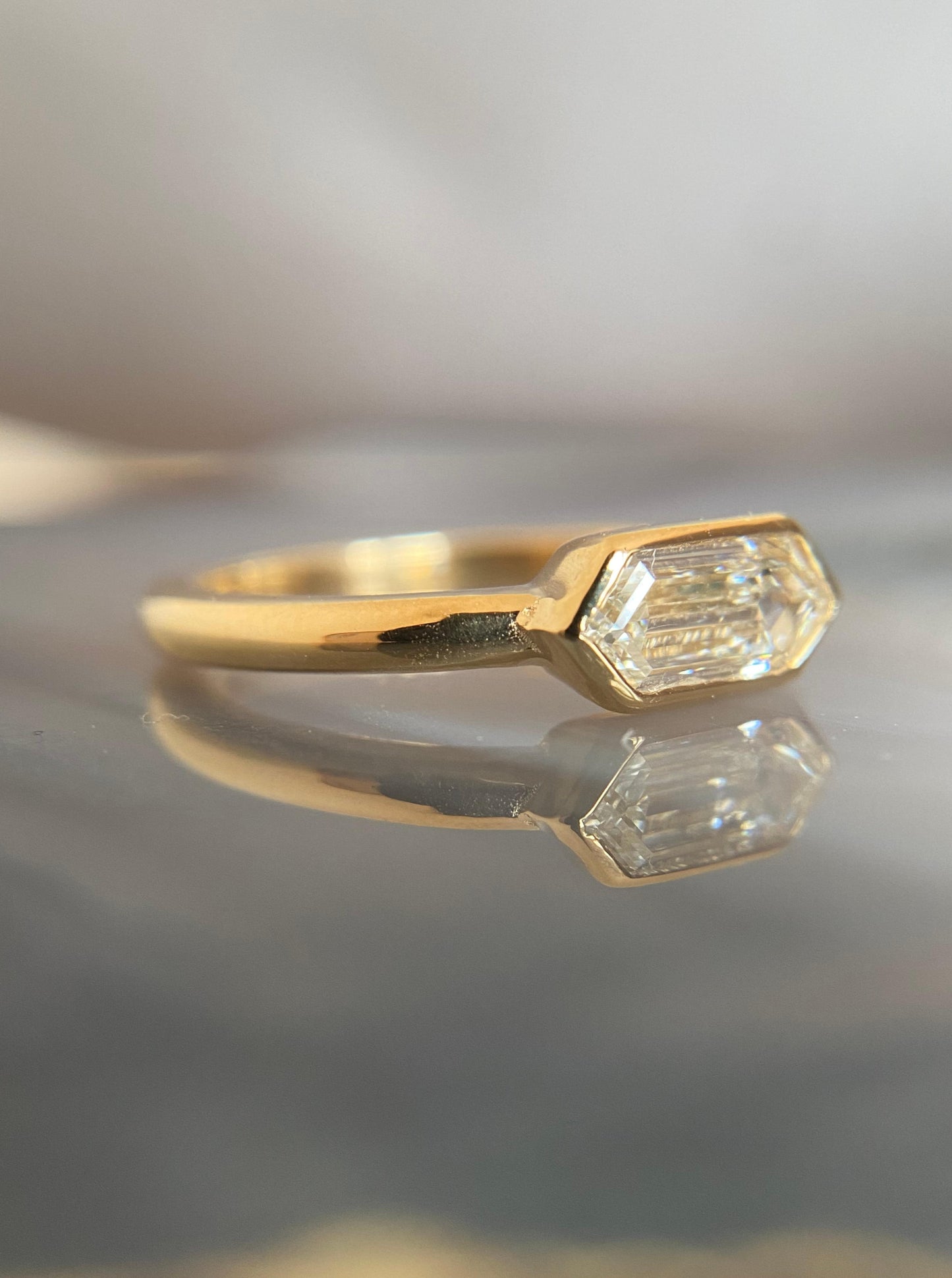 East West Hexagonal Diamond Ring