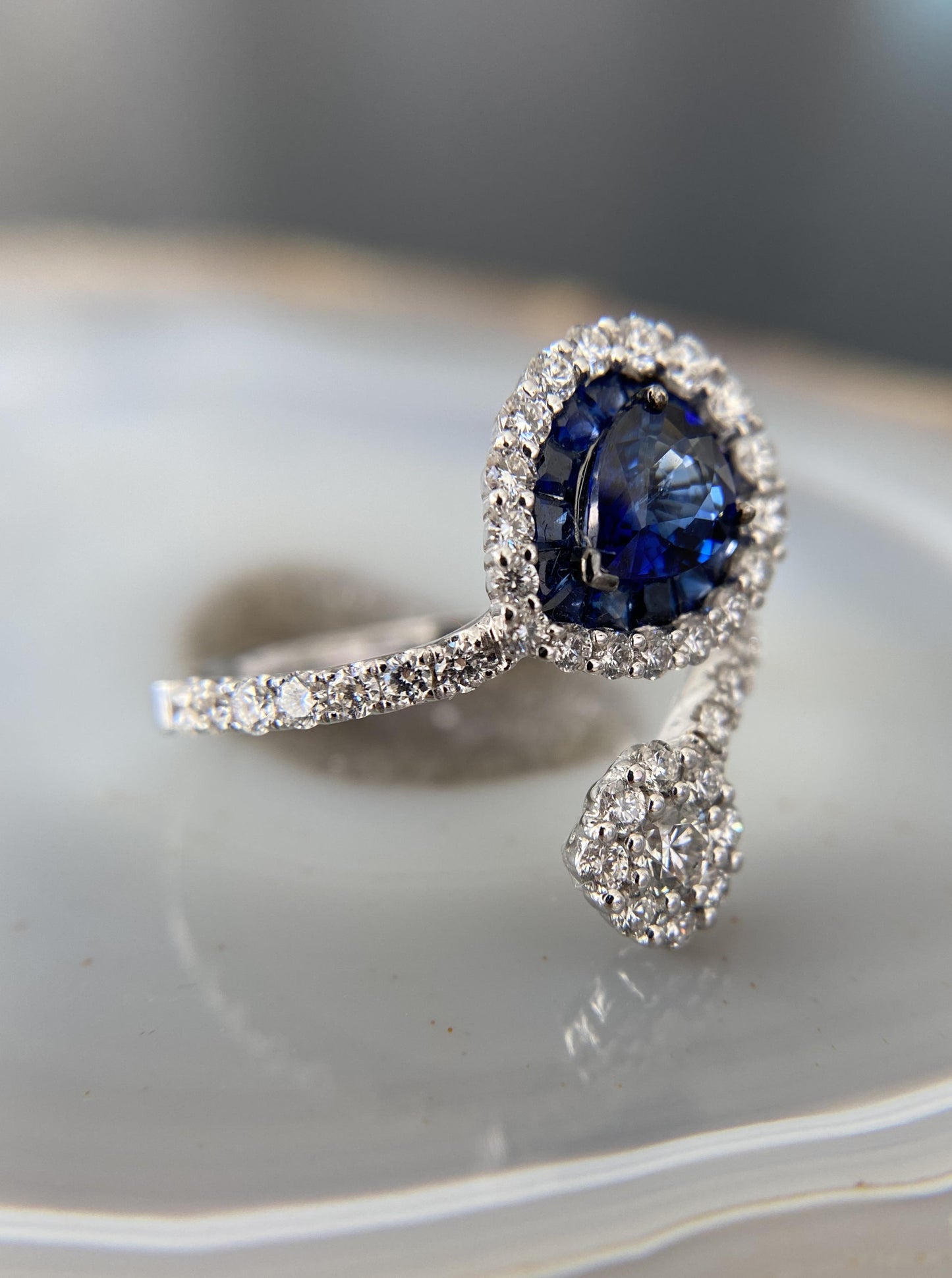 Sapphire and Diamond Toi Et Moi Ring