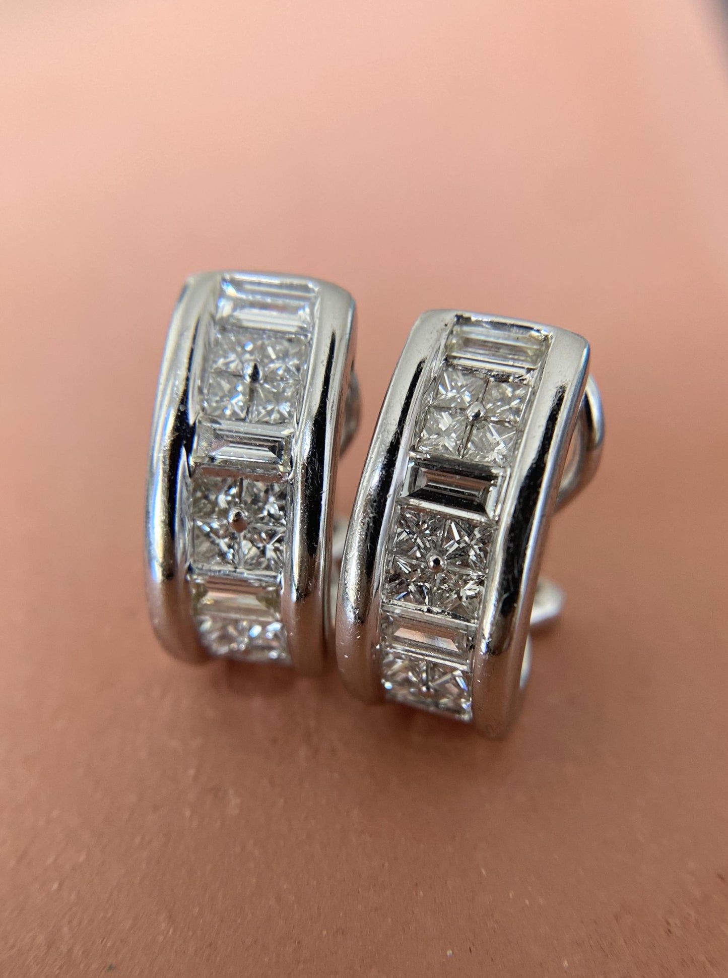 White Gold "U" Clip diamond Studs