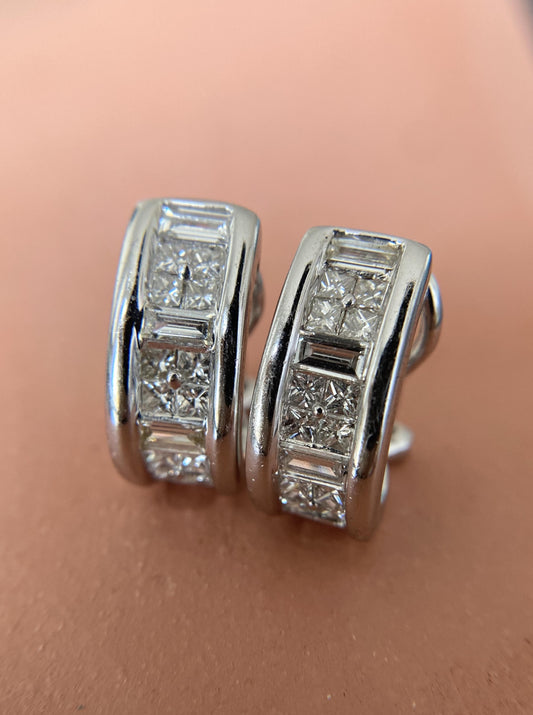 White Gold "U" Clip diamond Studs