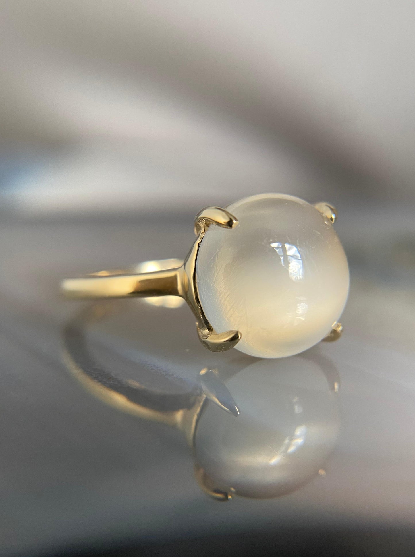 White Moonstone Cat Eye Ring