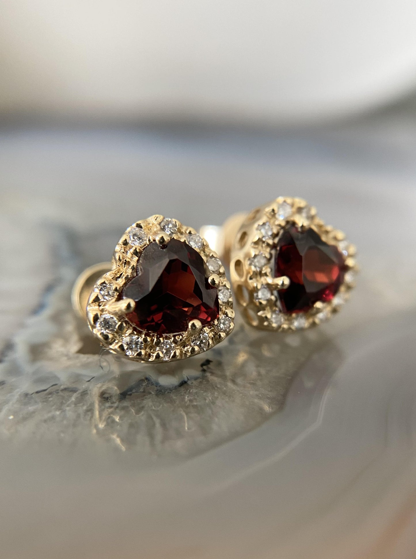Heart Garnet Studs