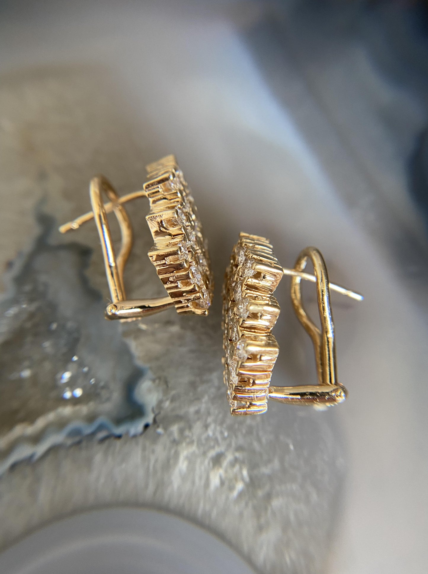 Vintage Diamond Honeycomb Earrings