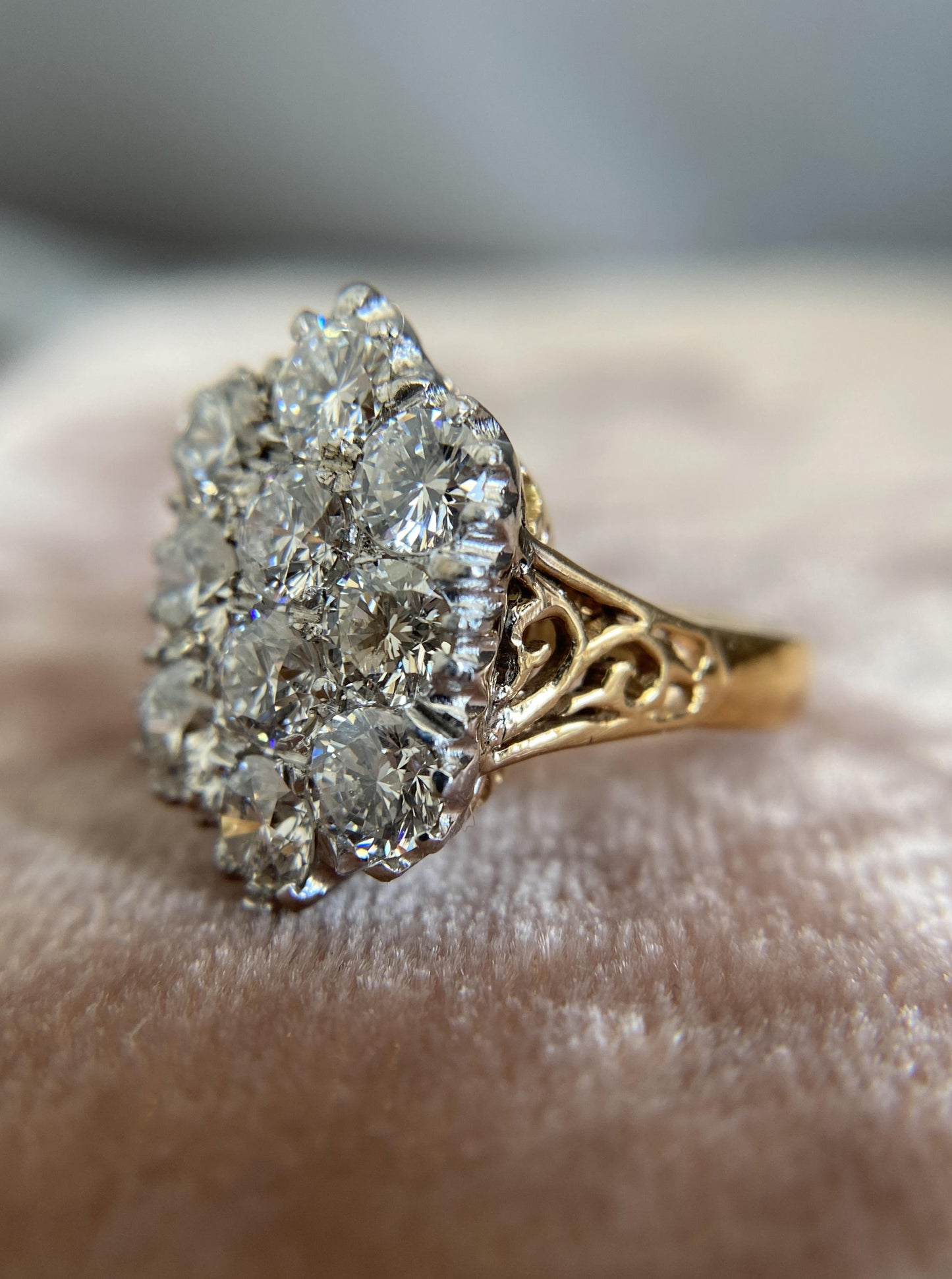 Vintage Big Cluster Diamond Ring