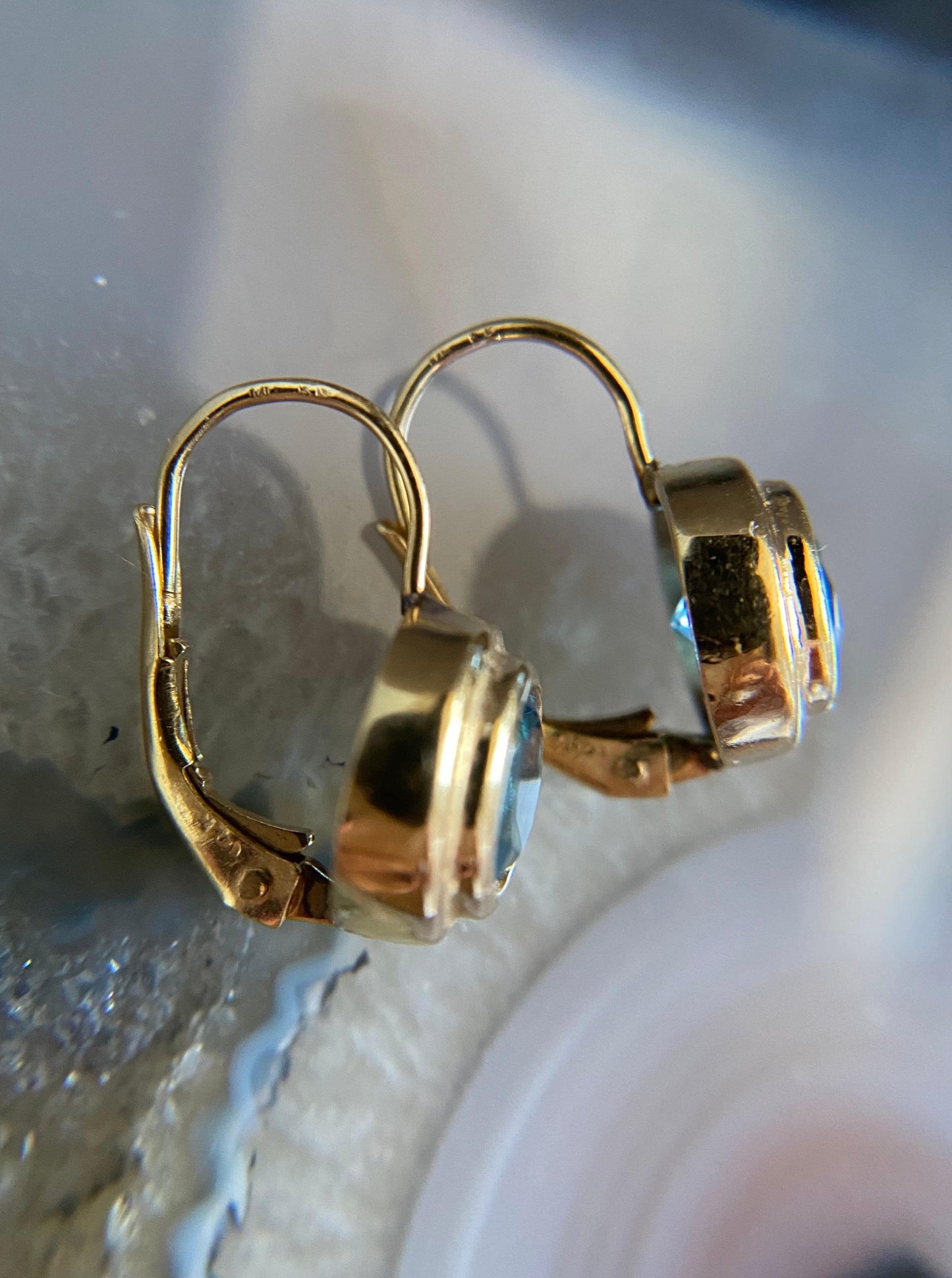 Topaz Bezel Dangle Earrings