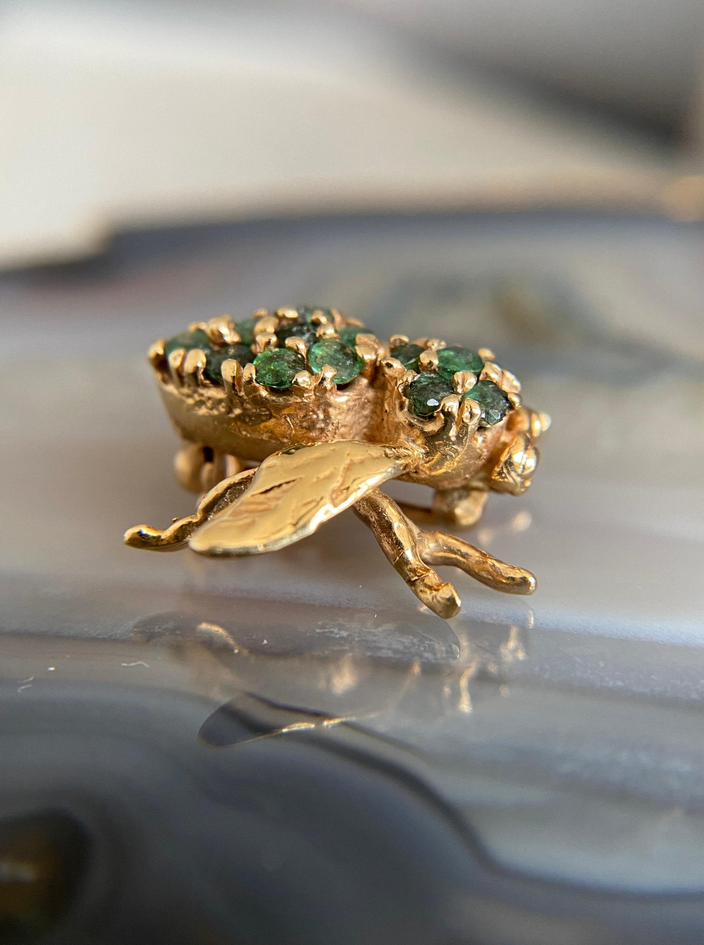 Emerald Bee Brooch