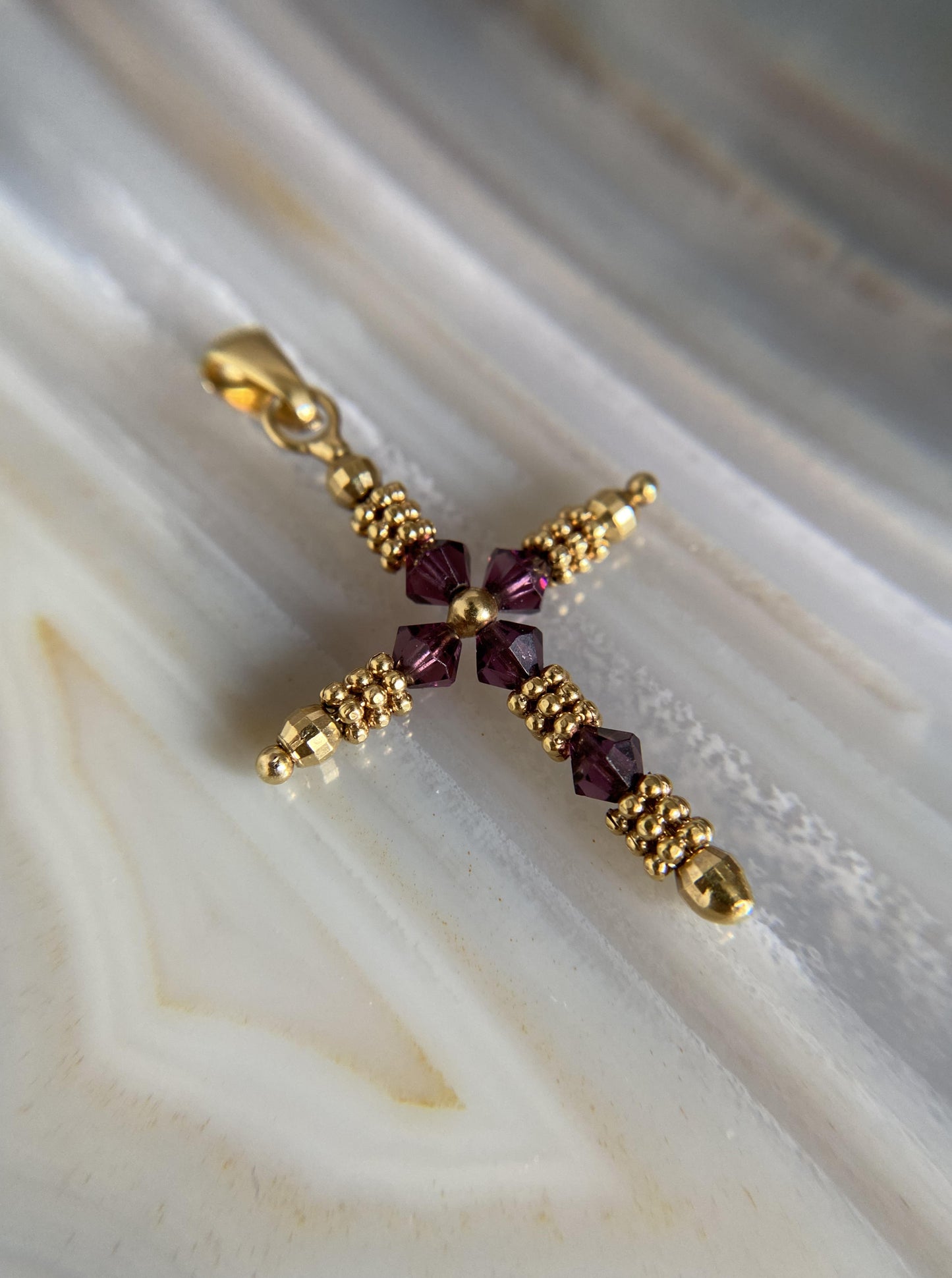 14K beaded Cross Pendant