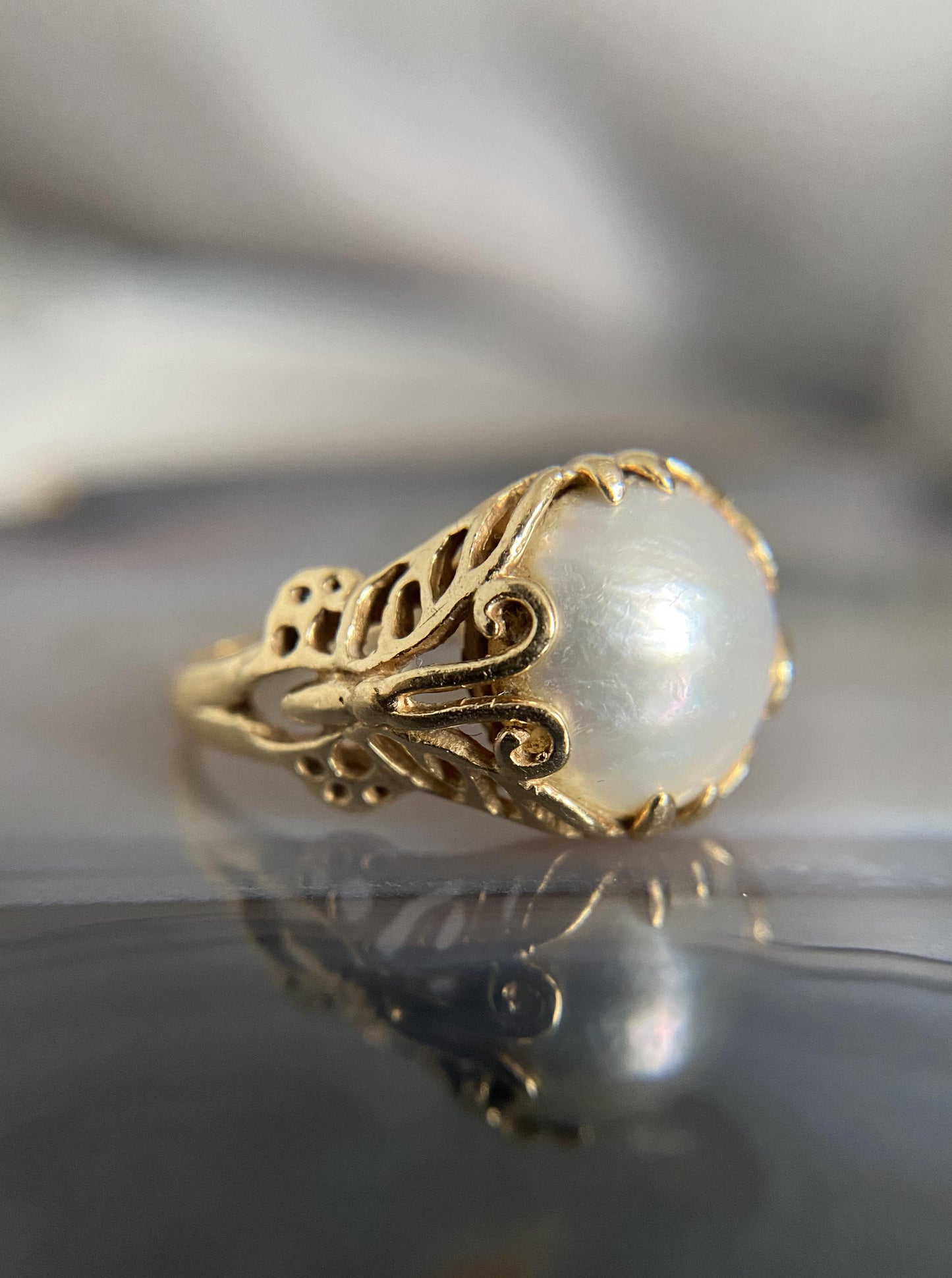 Vintage Pearl Butterfly Ring for Nastasia
