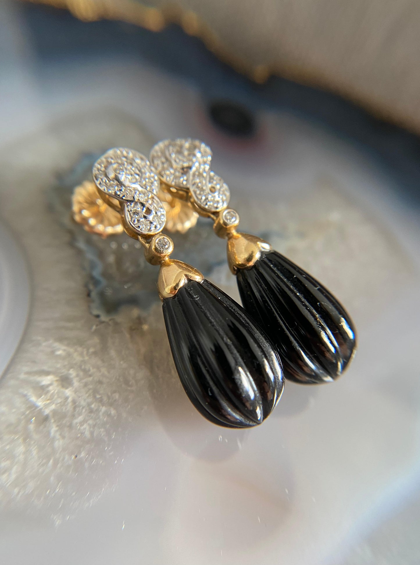 Vintage Onyx Dangle Earrings