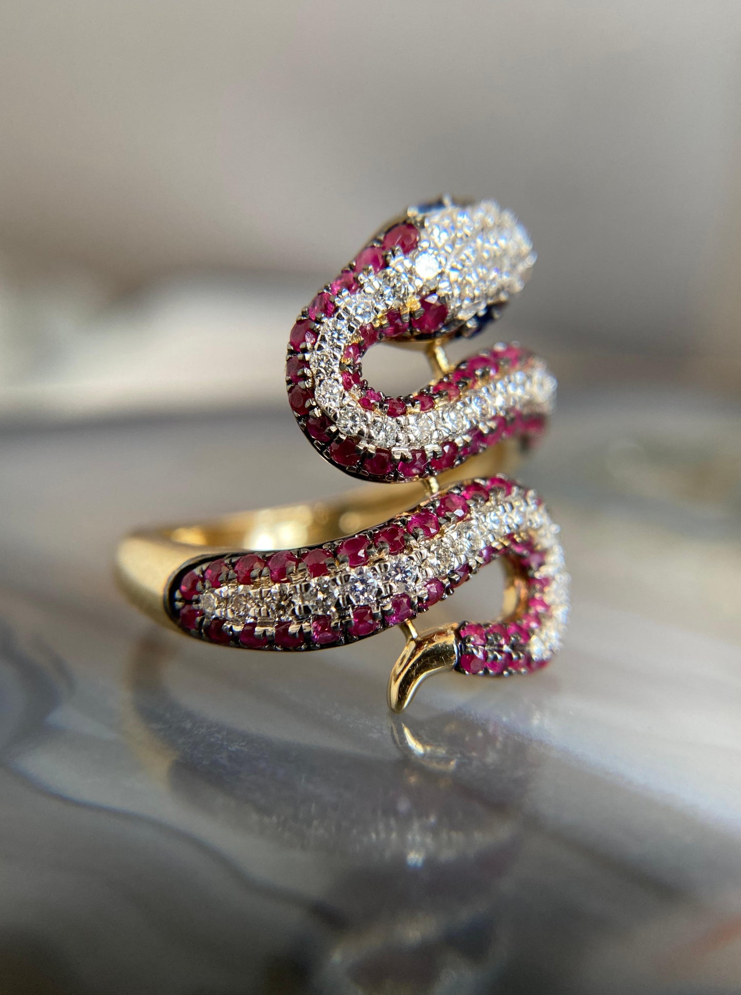 Reserved for Cin- Ruby and Diamond Snake Ring