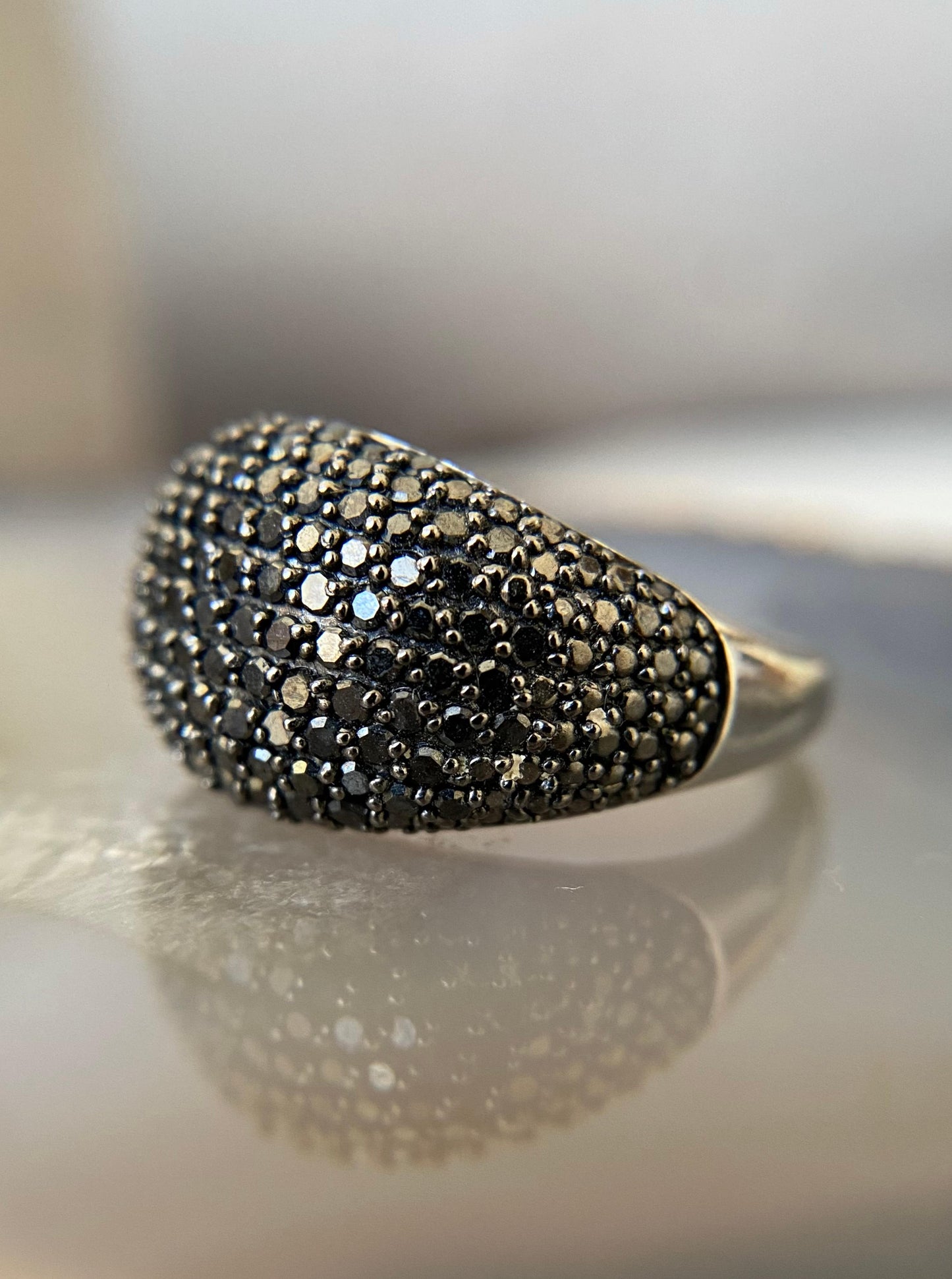 Puffy Black Diamond Ring