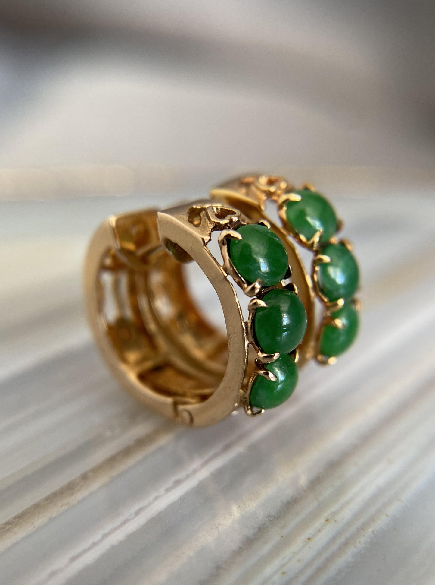 Green Cabochon Huggies