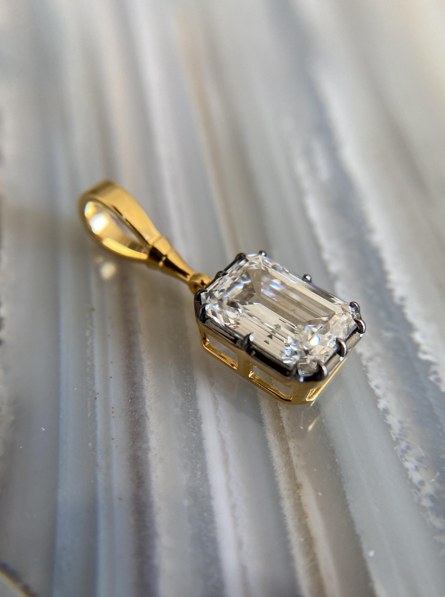 Emerald Cut Lab Diamond Charm