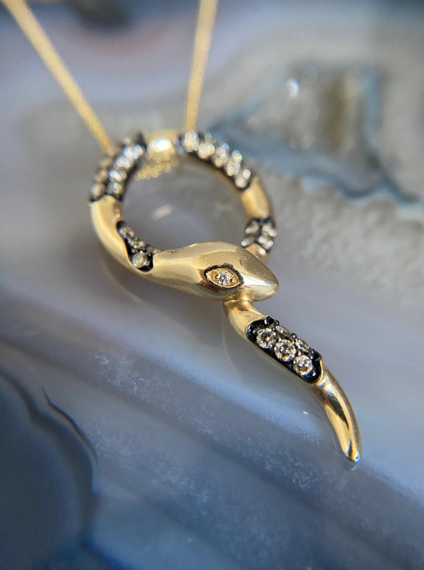 Snake Pendant with Chocolate Diamonds