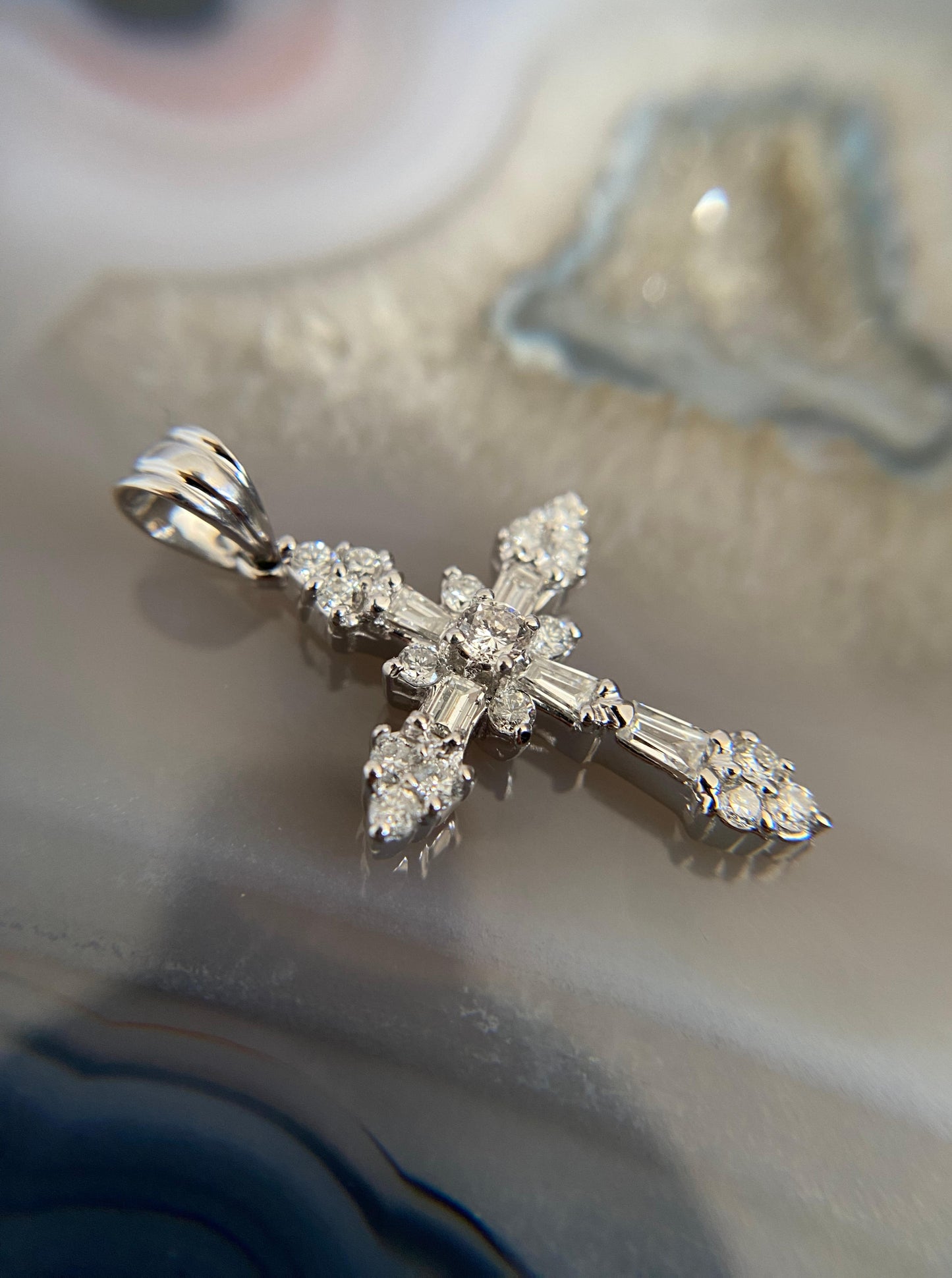 White Gold Diamond Cross Pendant