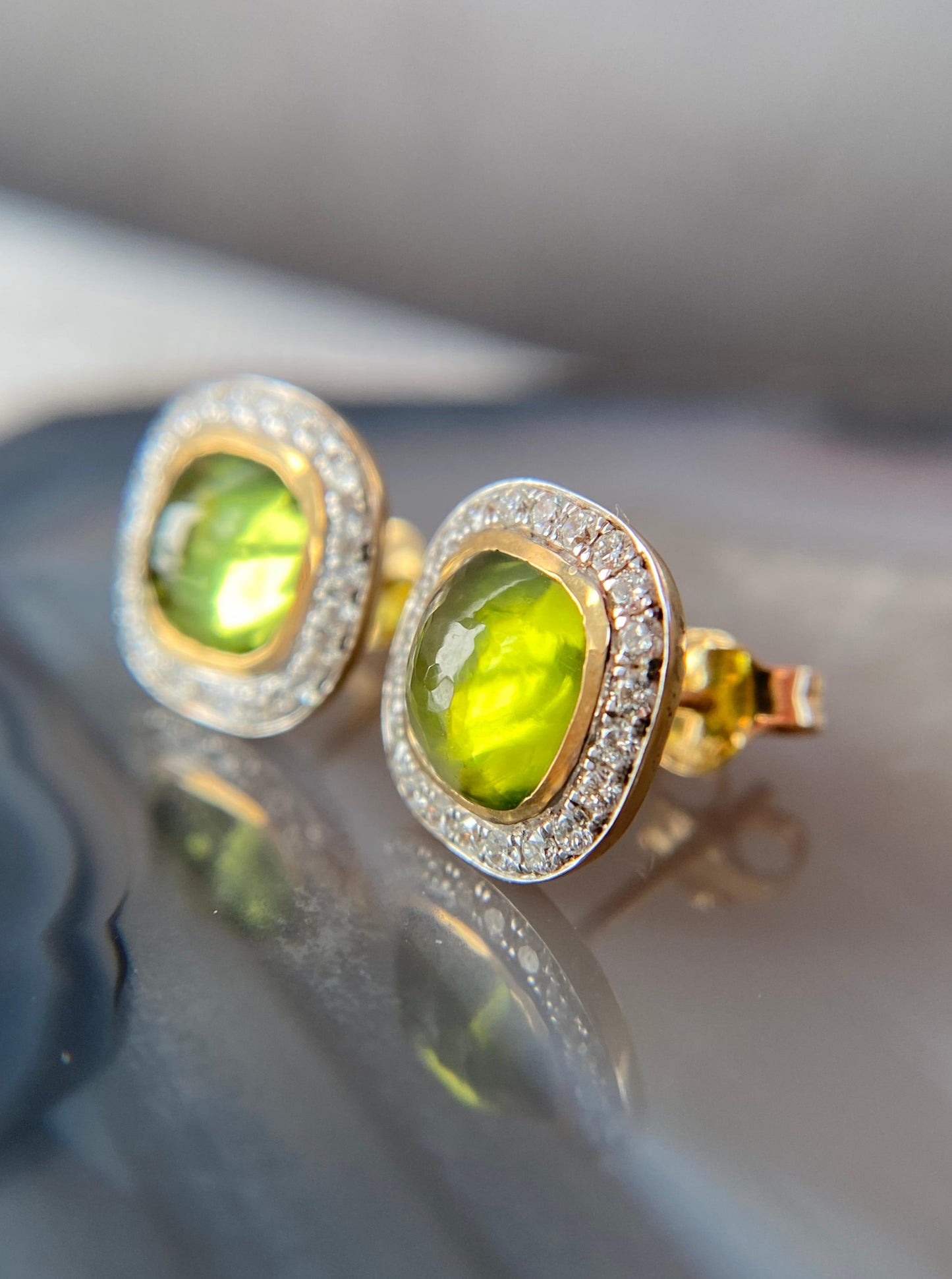 Peridot Cabochon Earrings