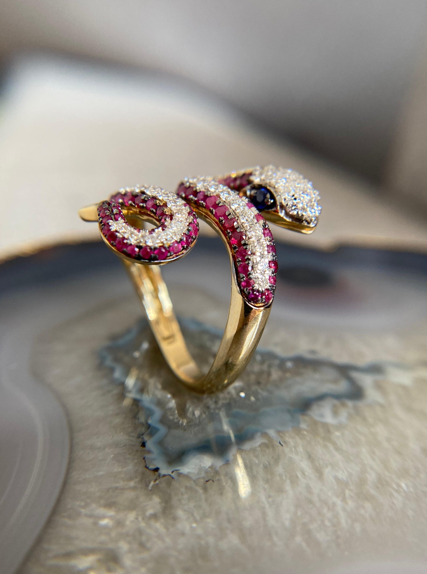 Reserved for Cin- Ruby and Diamond Snake Ring